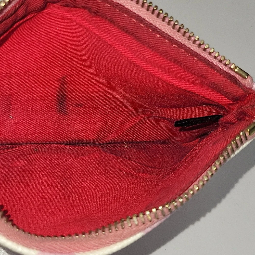 Dooney & Bourke Pink and White Chevron Leather  Wallet